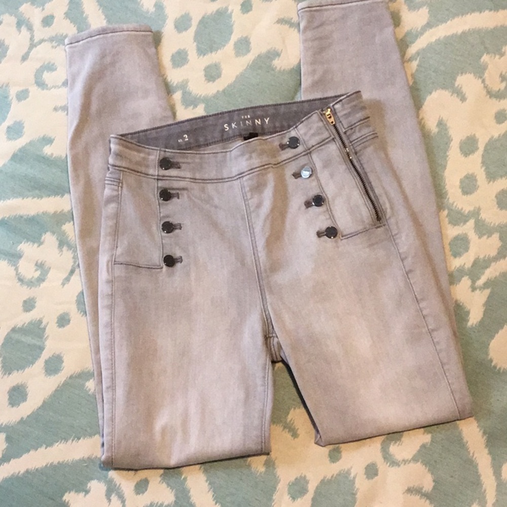 Grey stretch high-rise skinny jeans